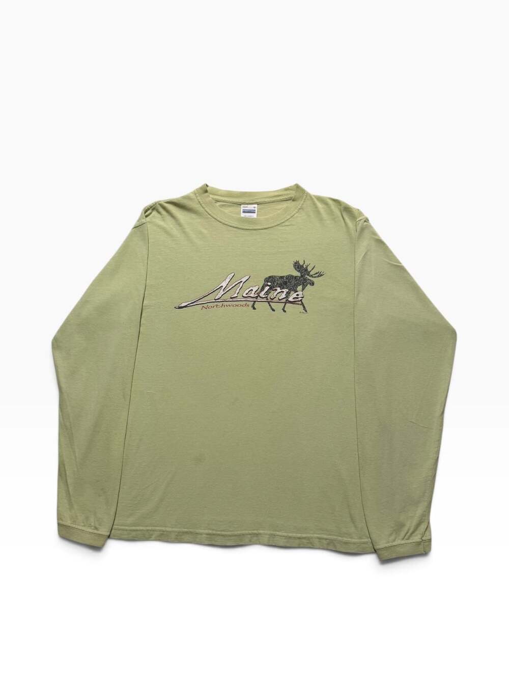 Liberty Graphics Maine Northwoods Moose Long Sleeve T-Shirt Green